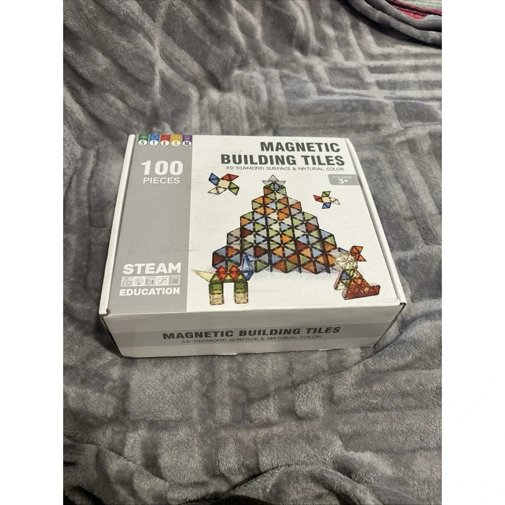UREC Magnetic Tiles, 100 PCS Magnetic Blocks for Kids- Sealed